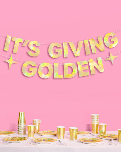It's Giving Golden Banner - gold foil banner