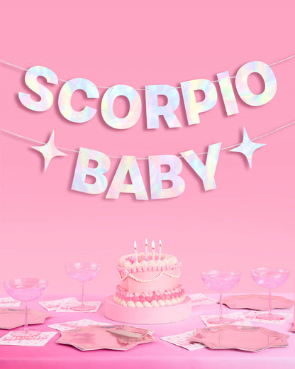 Scorpio Baby Banner - iridescent foil banner