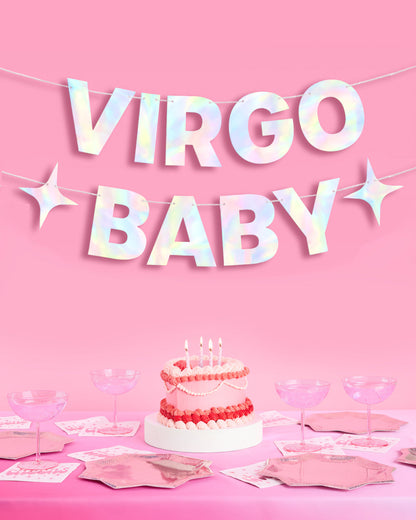 Virgo Baby Banner - iridescent foil banner