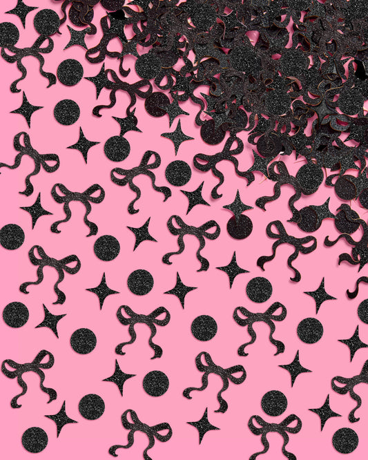Little Black Bow Confetti - 200 pc glitter confetti