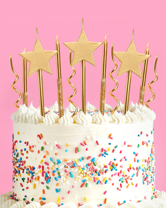 Make a Wish Gold Candles -  14 gold glitter candles