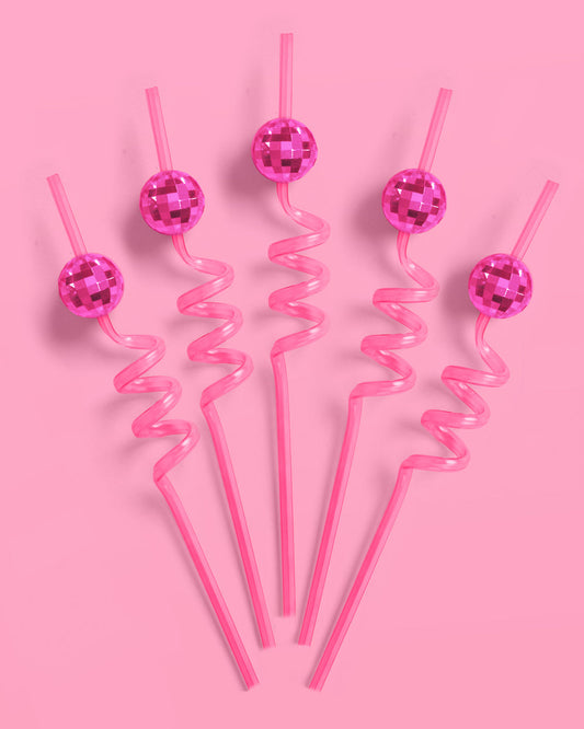 Pink Disco Straws - 12 reusable straws