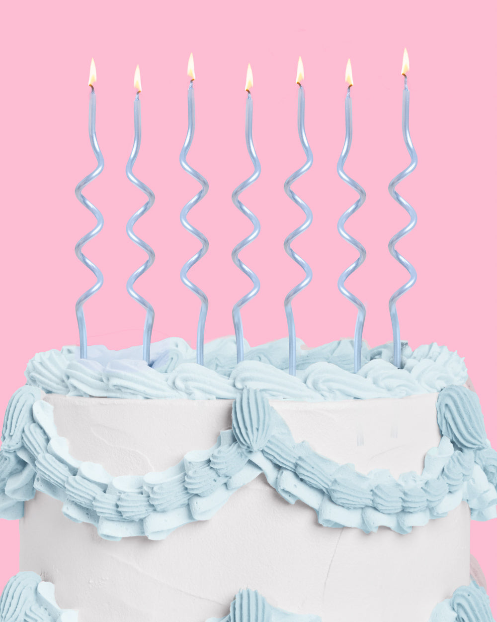 Pearl Blue Candles - 10 wavy candles