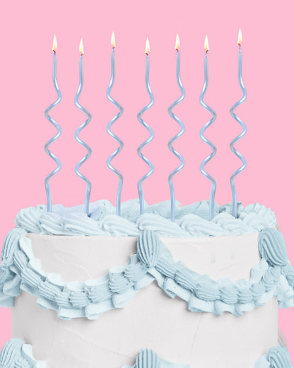 Pearl Blue Candles - 10 wavy candles