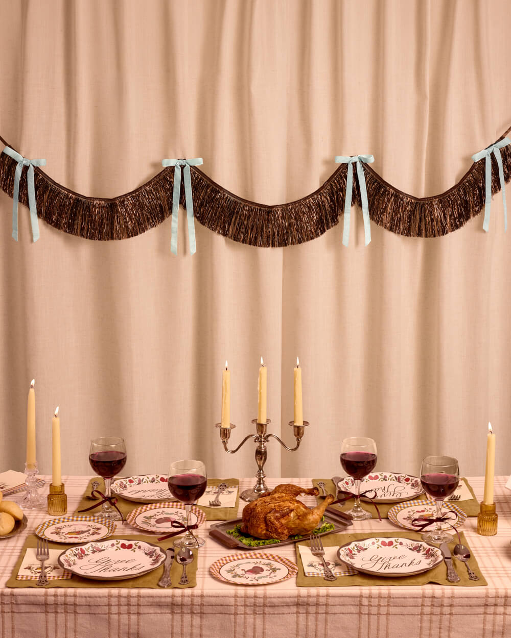 Espresso Bow Banner - fringe + velvet bows