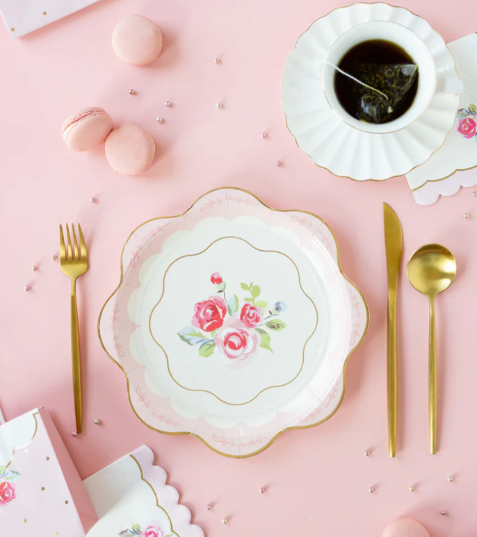 Tea Party Scalloped Round Paper Plate