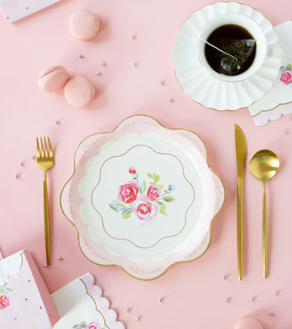 Tea Party Scalloped Round Paper Plate
