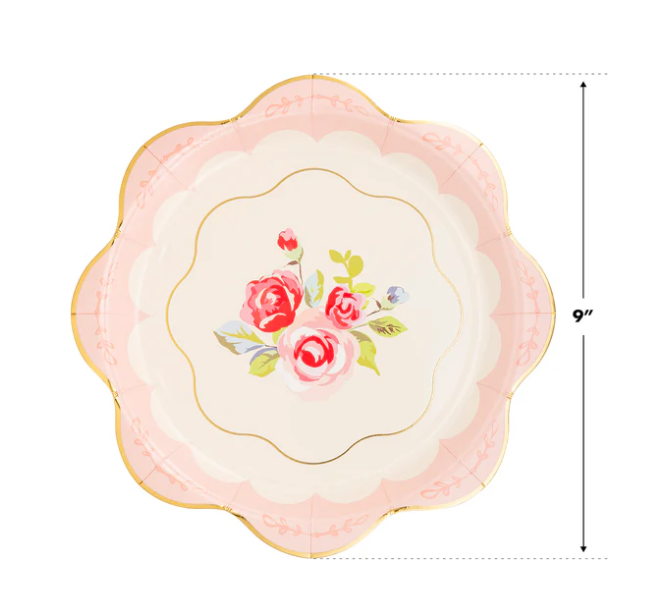 Tea Party Scalloped Round Paper Plate