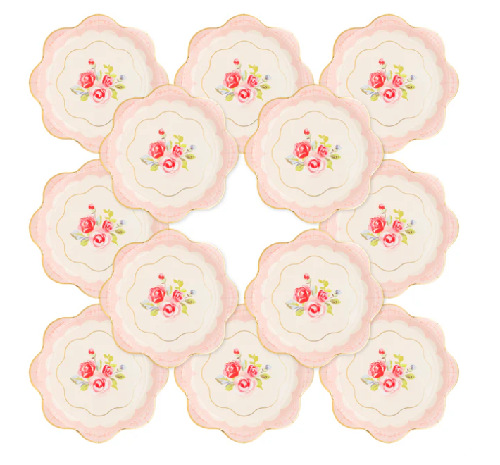 Tea Party Scalloped Round Paper Plate