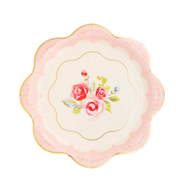 Tea Party Scalloped Round Paper Plate