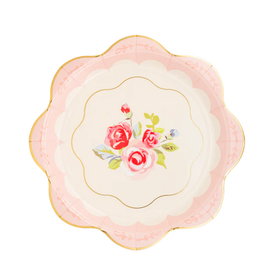 Tea Party Scalloped Round Paper Plate