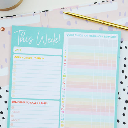 Notepad - THIS WEEK in My Classroom - Teacher's Weekly Notepad