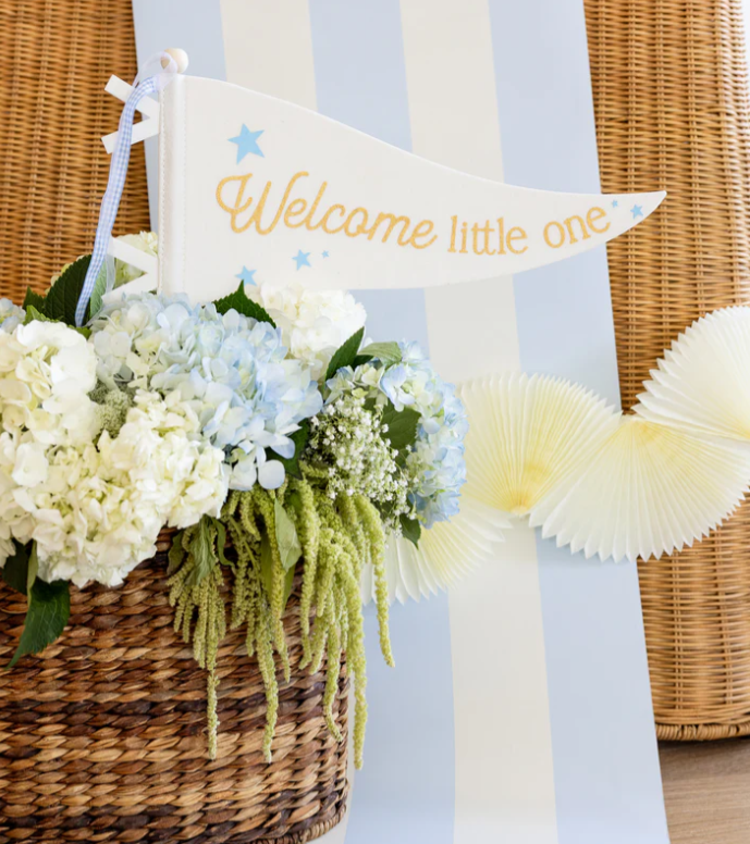 Welcome Little One Blue Pennant