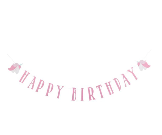Pink Unicorn Happy Birthday Banner