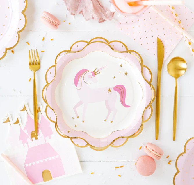 Pink Unicorn Ruffle Edge Plate