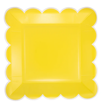 Yellow Scalloped Square 9" Plate