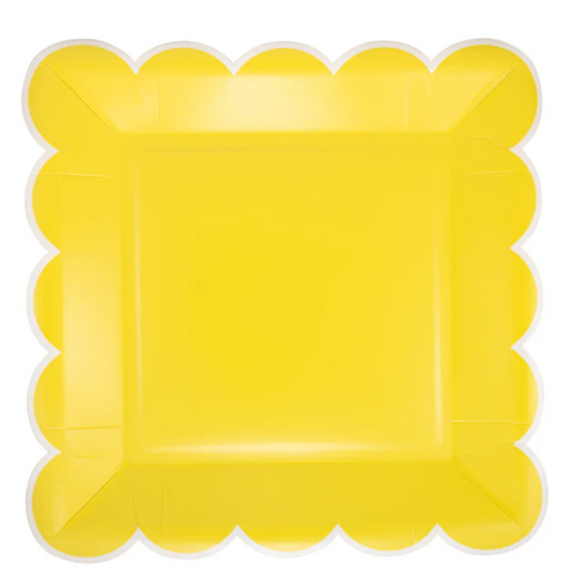 Yellow Scalloped Square 9" Plate